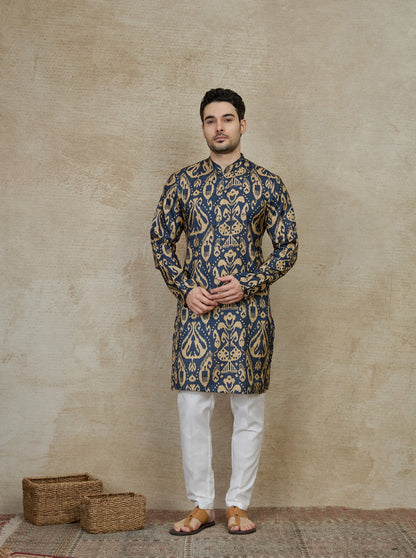 Navy Blue Printed Kurta | The Kurta Company
