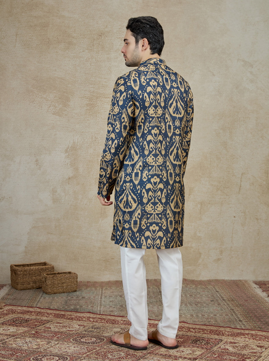 Navy Blue Printed Kurta | The Kurta Company