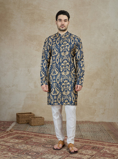 Navy Blue Printed Kurta | The Kurta Company