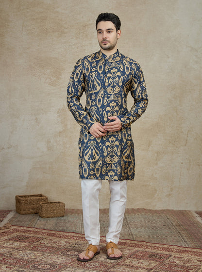 Navy Blue Printed Kurta | The Kurta Company
