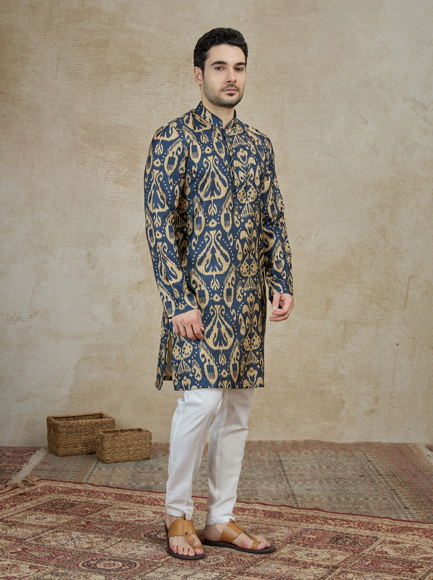 Navy Blue Printed Kurta | The Kurta Company