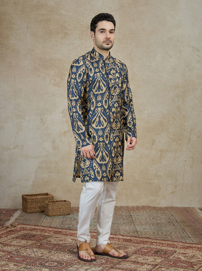 Navy Blue Printed Kurta | The Kurta Company