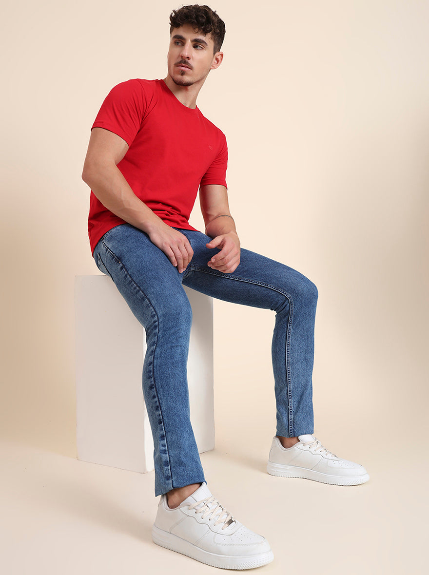 Cloud Blue Washed Narrow Fit Jeans | Greenfibre