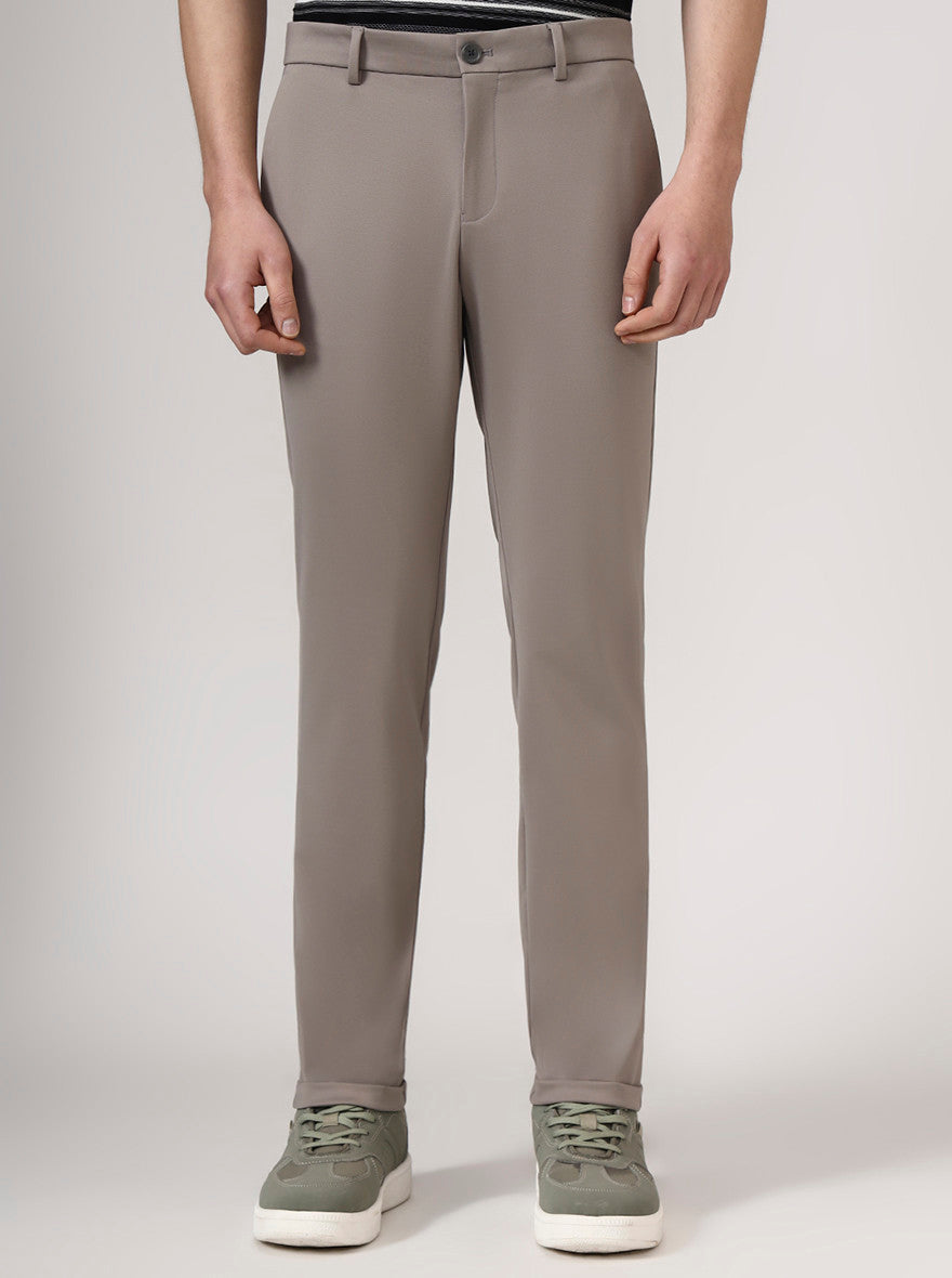 Light Grey Solid Venice Fit Casual Trouser | JadeBlue