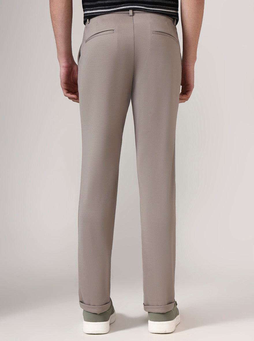 Light Grey Solid Venice Fit Casual Trouser | JadeBlue