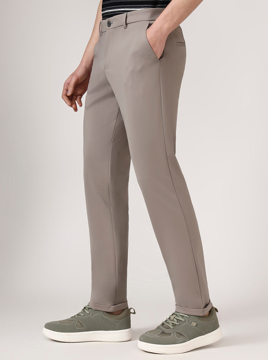 Light Grey Solid Venice Fit Casual Trouser | JadeBlue
