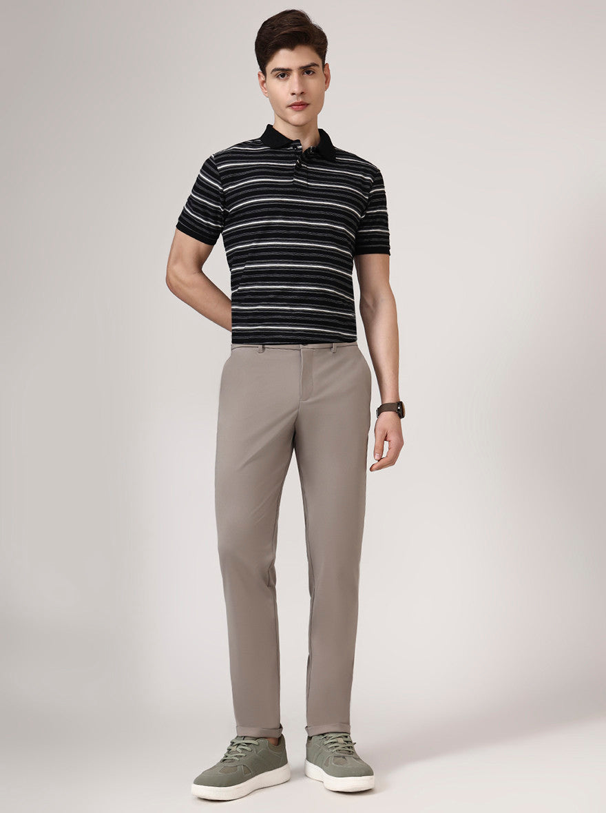Light Grey Solid Venice Fit Casual Trouser | JadeBlue