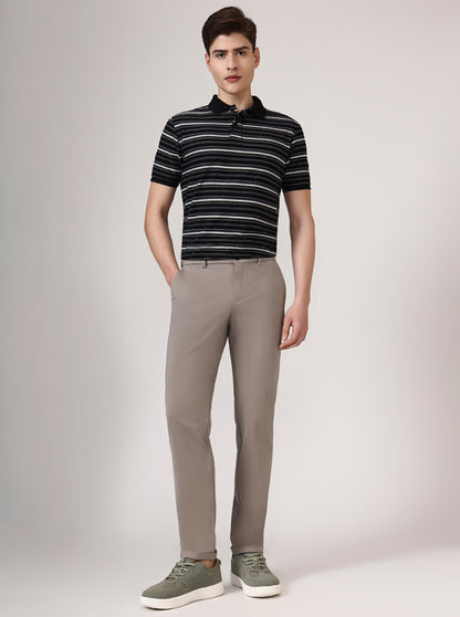 Light Grey Solid Venice Fit Casual Trouser | JadeBlue