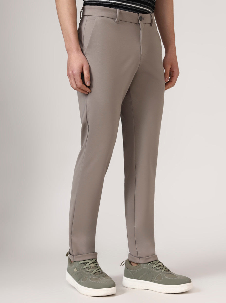 Light Grey Solid Venice Fit Casual Trouser | JadeBlue