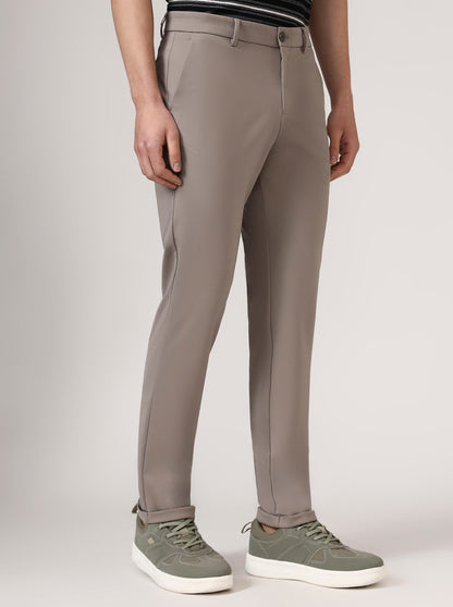 Light Grey Solid Venice Fit Casual Trouser | JadeBlue