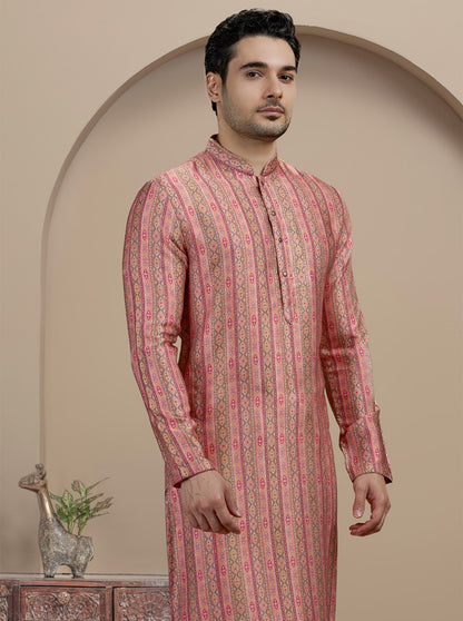 Pink & Brown Printed Kurta | The Kurta Company