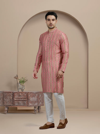 Pink & Brown Printed Kurta | The Kurta Company