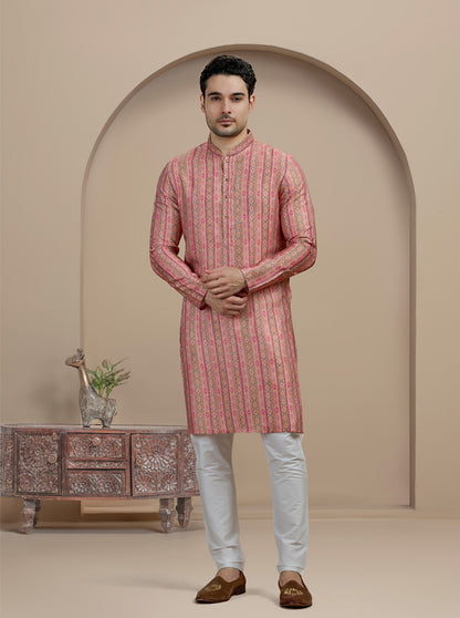 Pink & Brown Printed Kurta | The Kurta Company