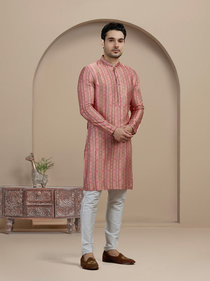Pink & Brown Printed Kurta | The Kurta Company