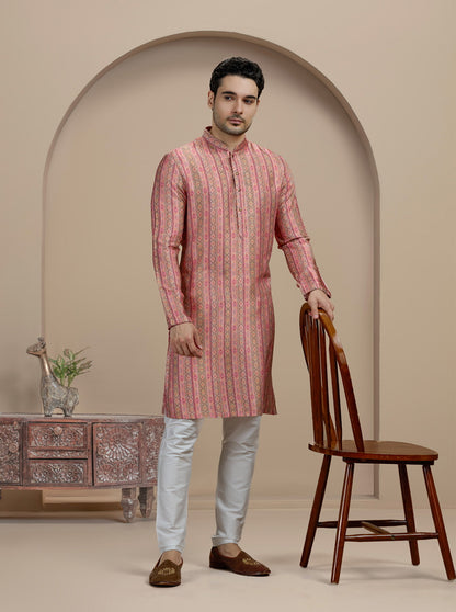 Pink & Brown Printed Kurta | The Kurta Company