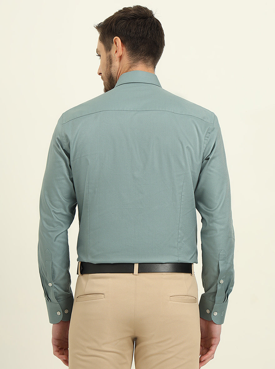 Moss Green Solid Slim Fit Formal Shirt | Metal
