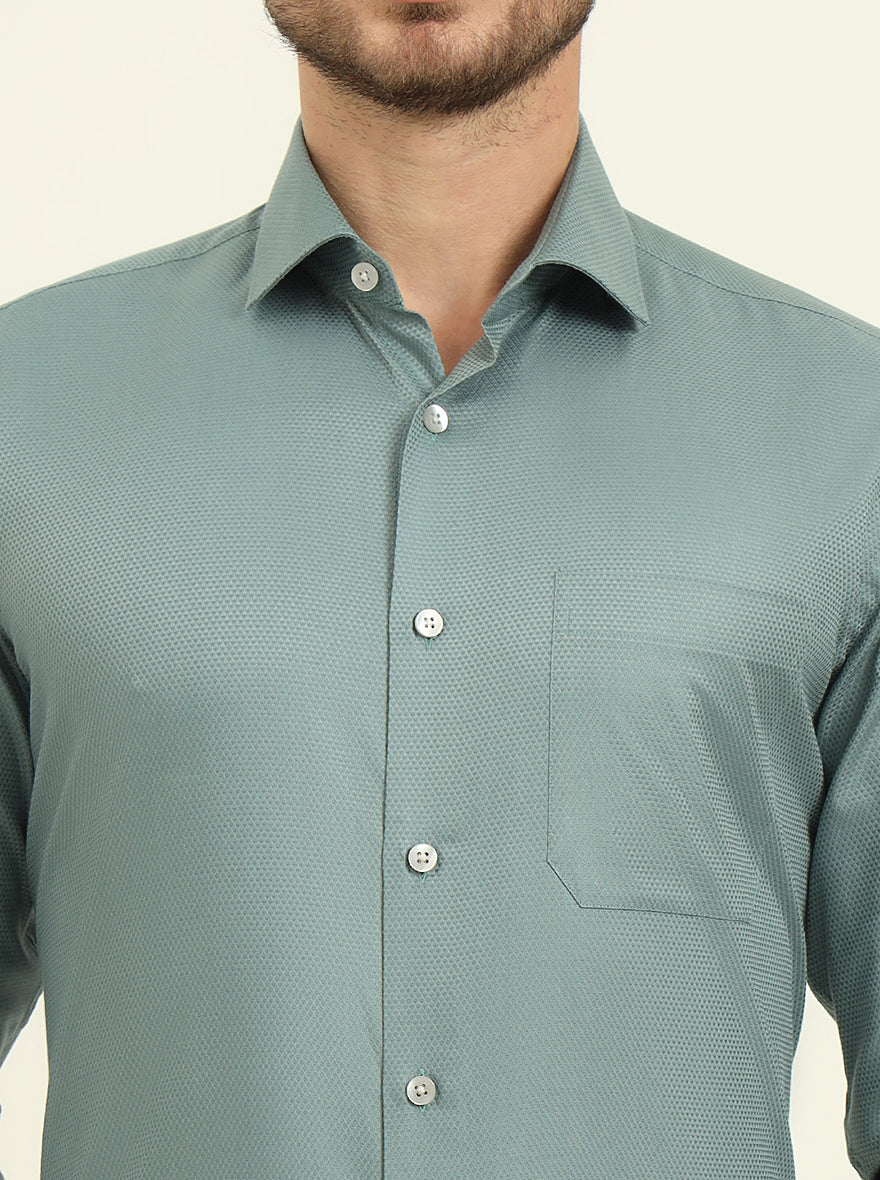 Moss Green Solid Slim Fit Formal Shirt | Metal