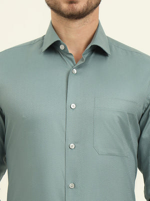 Moss Green Solid Slim Fit Formal Shirt | Metal