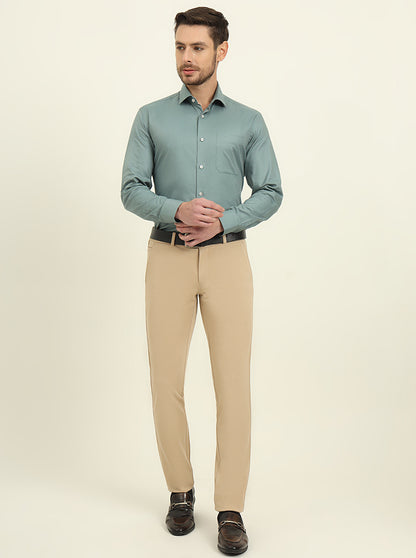 Moss Green Solid Slim Fit Formal Shirt | Metal