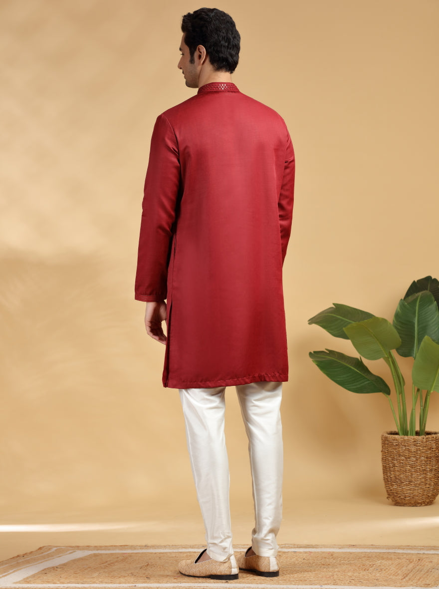 Red Embroidered Kurta Pajama | TULA