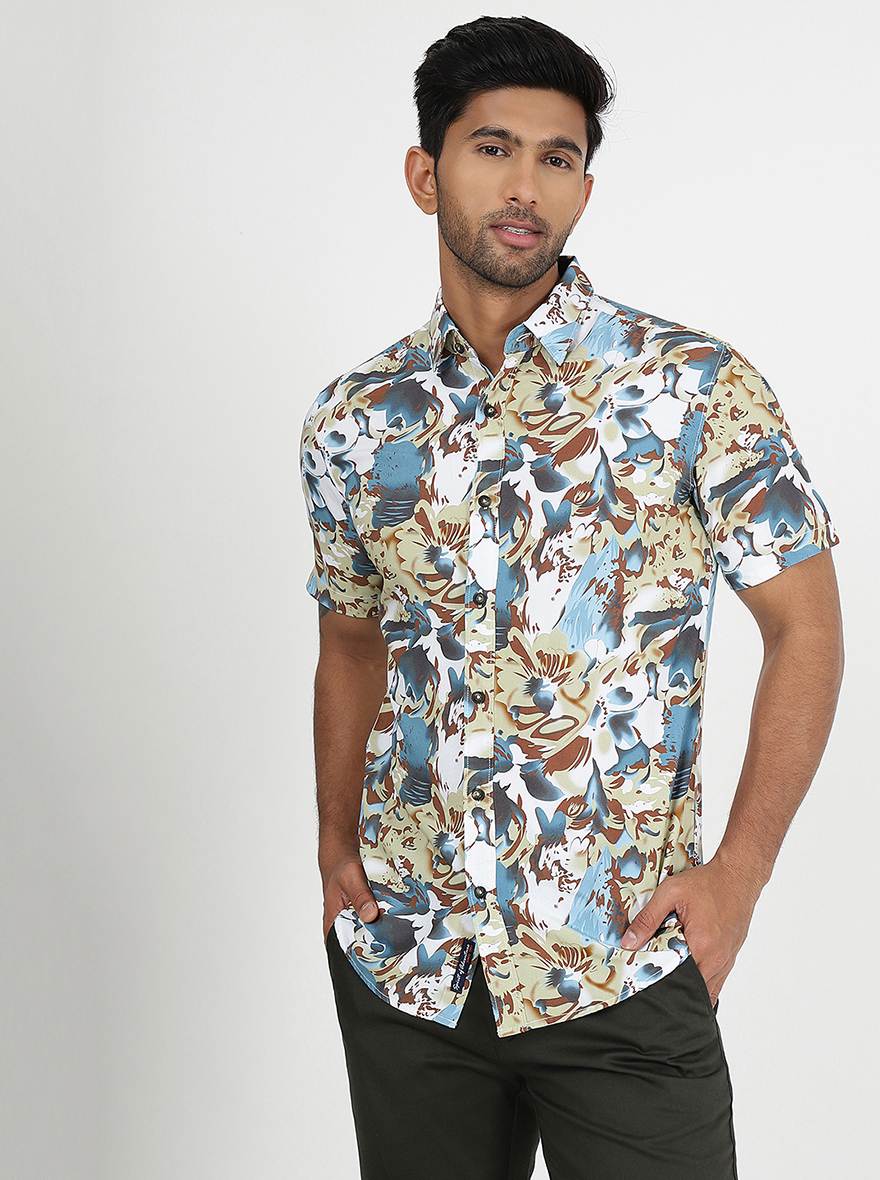 Multicolor Printed Slim Fit Casual Shirt | JadeBlue