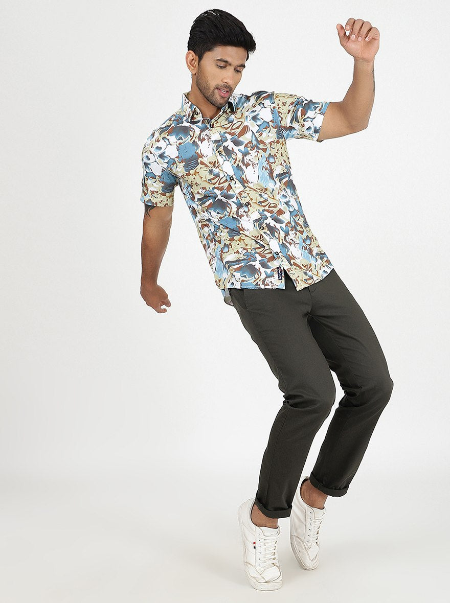 Multicolor Printed Slim Fit Casual Shirt | JadeBlue