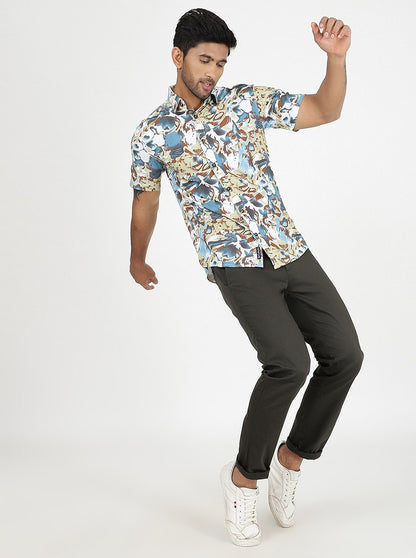 Multicolor Printed Slim Fit Casual Shirt | JadeBlue
