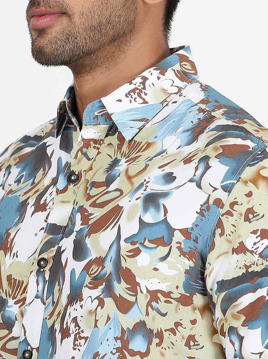 Multicolor Printed Slim Fit Casual Shirt | JadeBlue