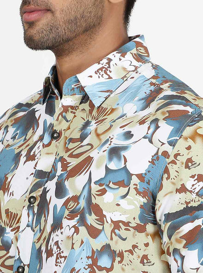 Multicolor Printed Slim Fit Casual Shirt | JadeBlue