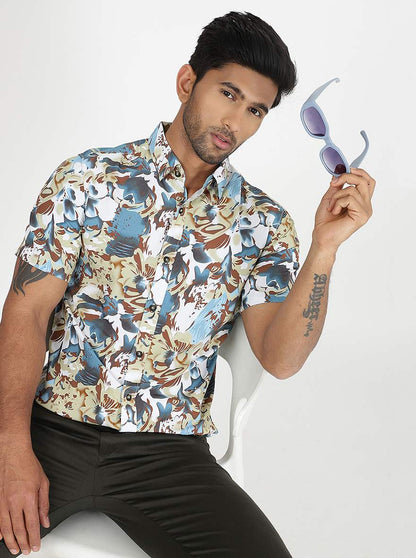 Multicolor Printed Slim Fit Casual Shirt | JadeBlue