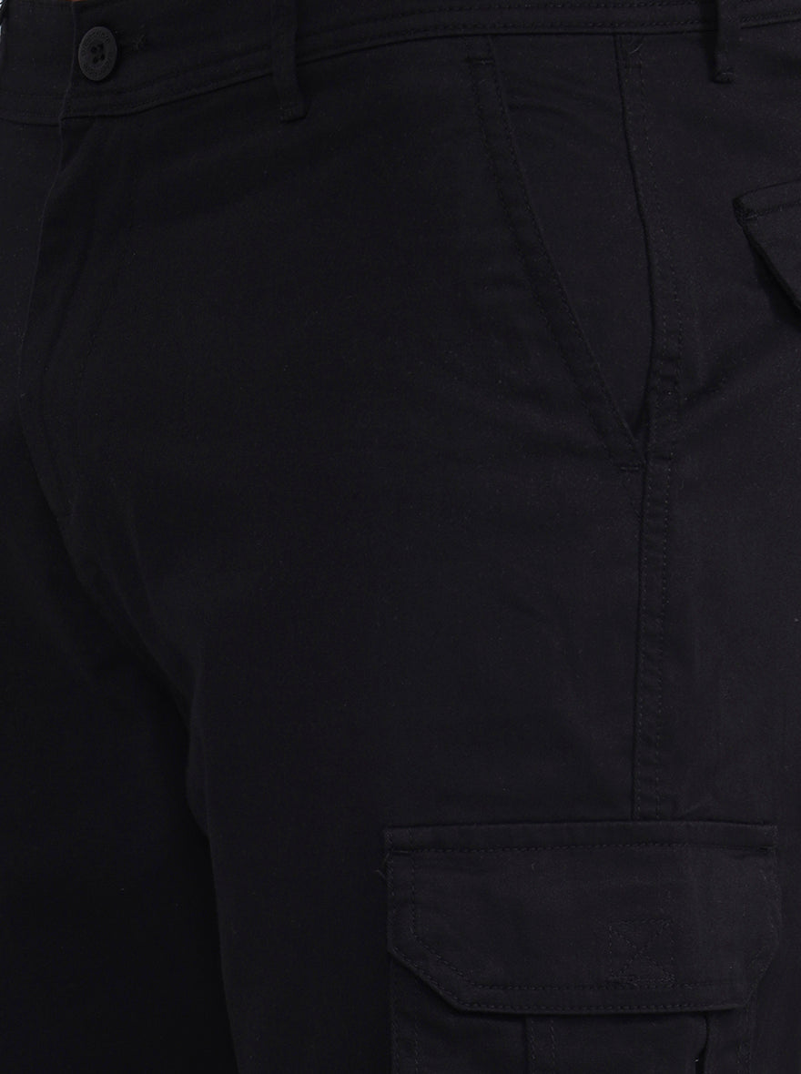 Black Solid Slim Fit Cargo Pant | Greenfibre