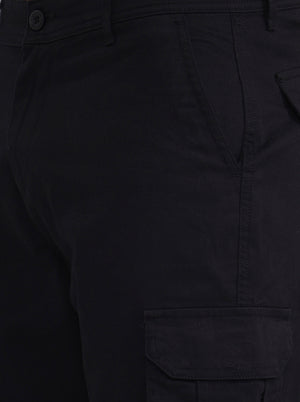 Black Solid Slim Fit Cargo Pant | Greenfibre