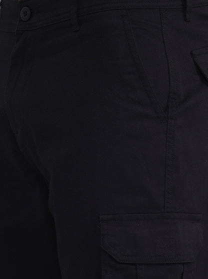 Black Solid Slim Fit Cargo Pant | Greenfibre