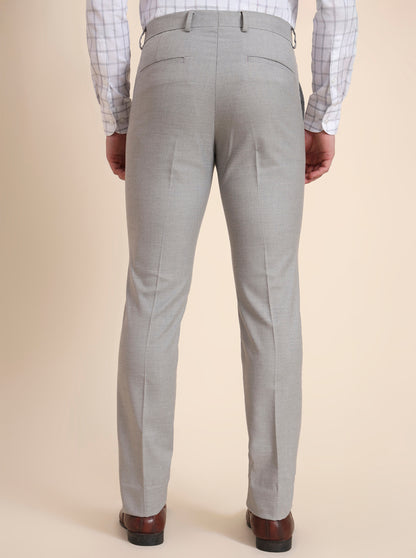 Grey Solid Slim Fit Formal Trouser | Greenfibre
