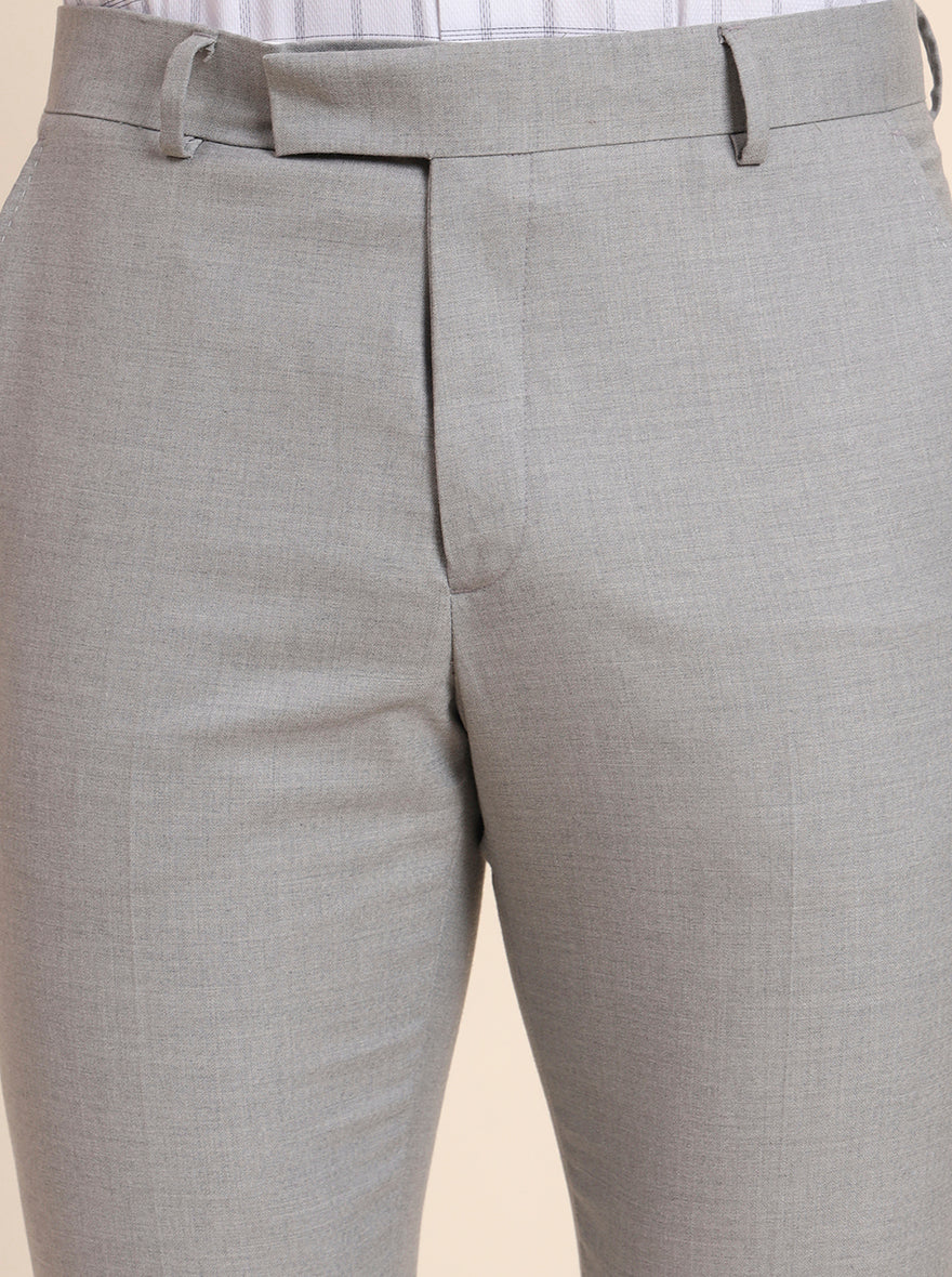 Grey Solid Slim Fit Formal Trouser | Greenfibre