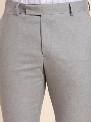 Grey Solid Slim Fit Formal Trouser | Greenfibre