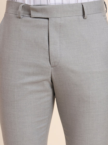 Grey Solid Slim Fit Formal Trouser | Greenfibre