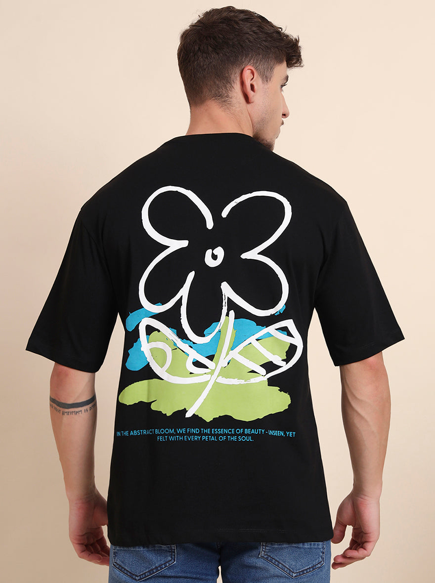 Black Printed Relax Fit T-Shirt | JadeBlue