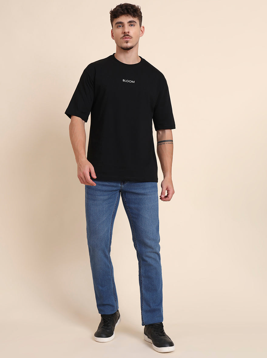 Black Printed Relax Fit T-Shirt | JadeBlue