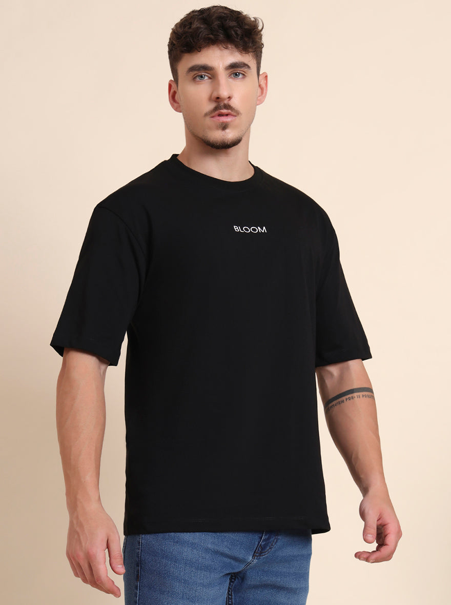 Black Printed Relax Fit T-Shirt | JadeBlue