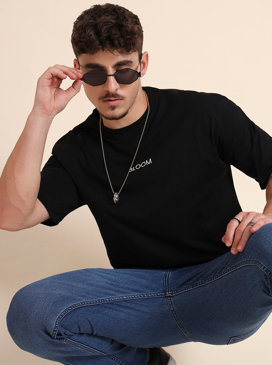 Black Printed Relax Fit T-Shirt | JadeBlue