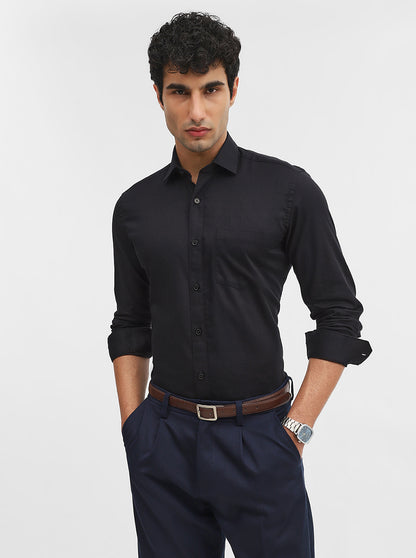 Black Solid Smart Fit Semi Casual Shirt | JadeBlue