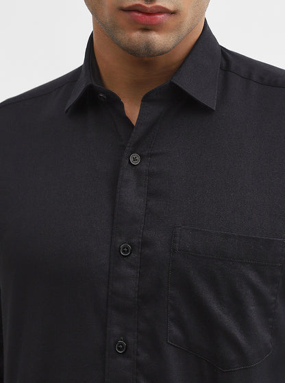 Black Solid Smart Fit Semi Casual Shirt | JadeBlue