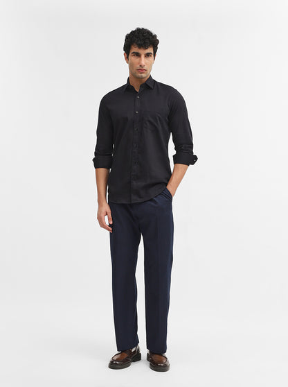 Black Solid Smart Fit Semi Casual Shirt | JadeBlue