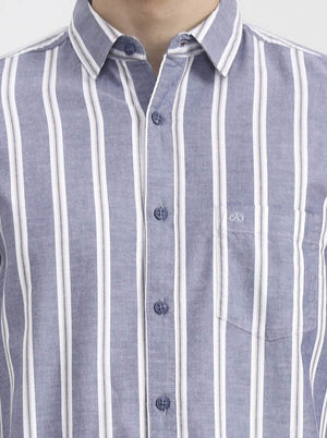 Blue Striped Slim Fit Casual Shirt | JadeBlue