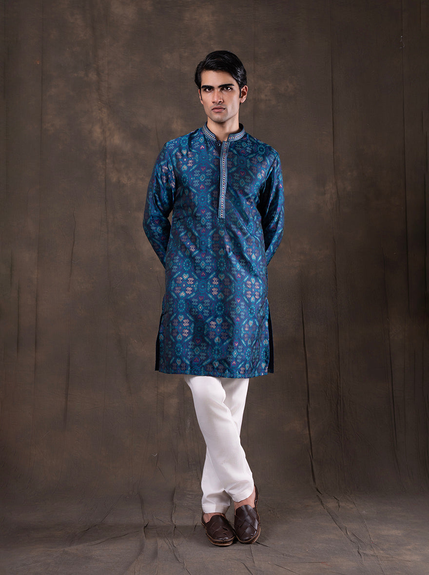 Blue Embroidered Kurta Pajama | Virasana
