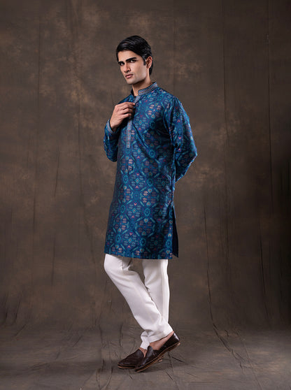 Blue Embroidered Kurta Pajama | Virasana
