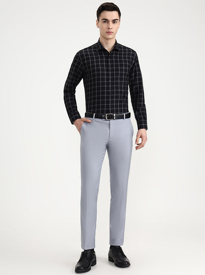 Black & Grey Checked Slim Fit Formal Shirt | Metal