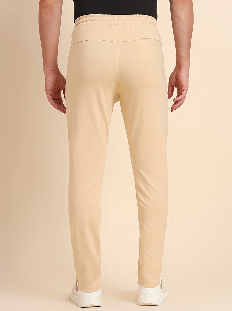 Cream Solid Slim Fit Track Pant | JadeBlue