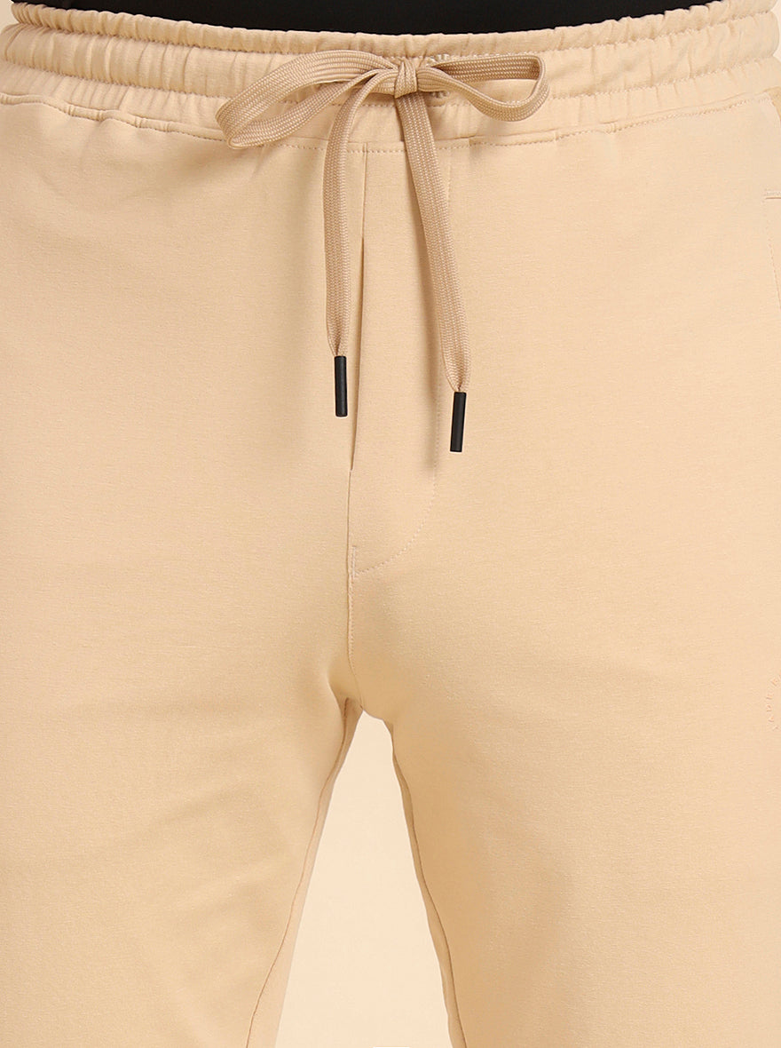 Cream Solid Slim Fit Track Pant | JadeBlue